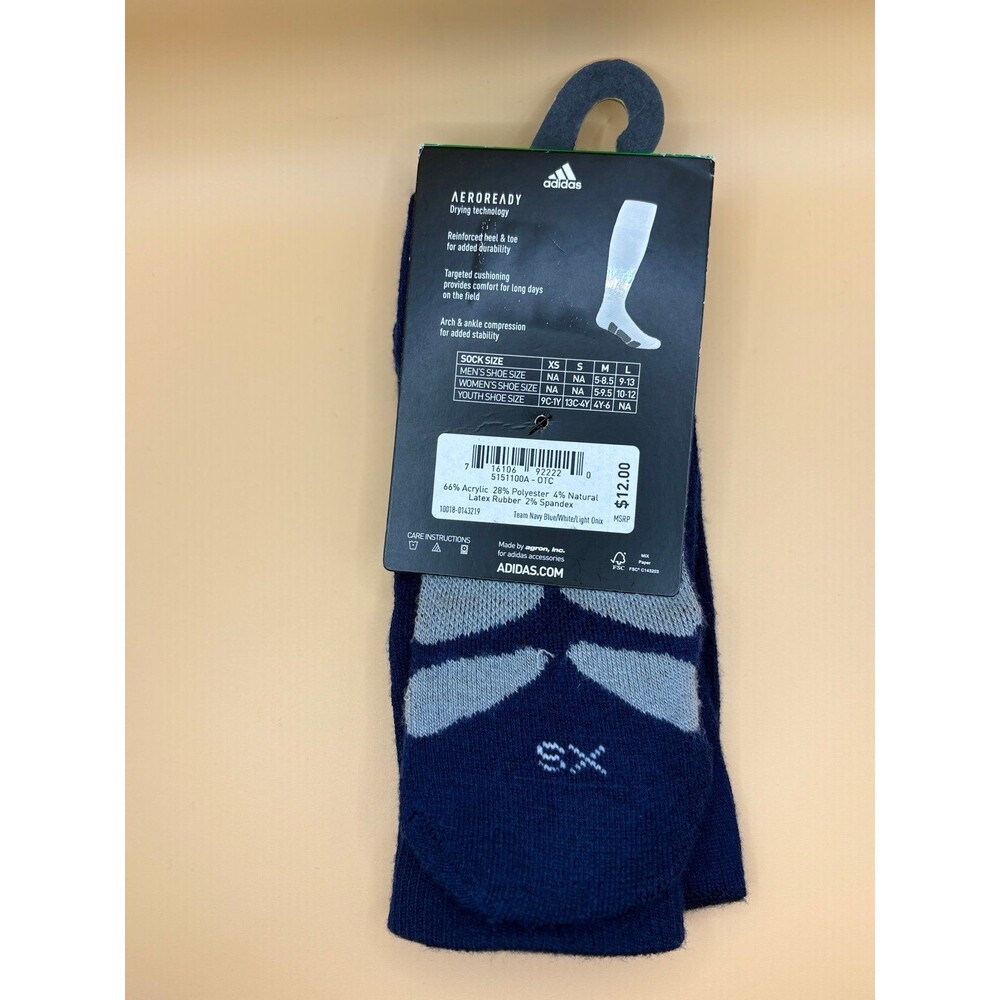 Adidas Over The Calf Baseball Socks Youth Sz 9C- 1Y Compression Navy Blue‎ NEW - Picture 2 of 2